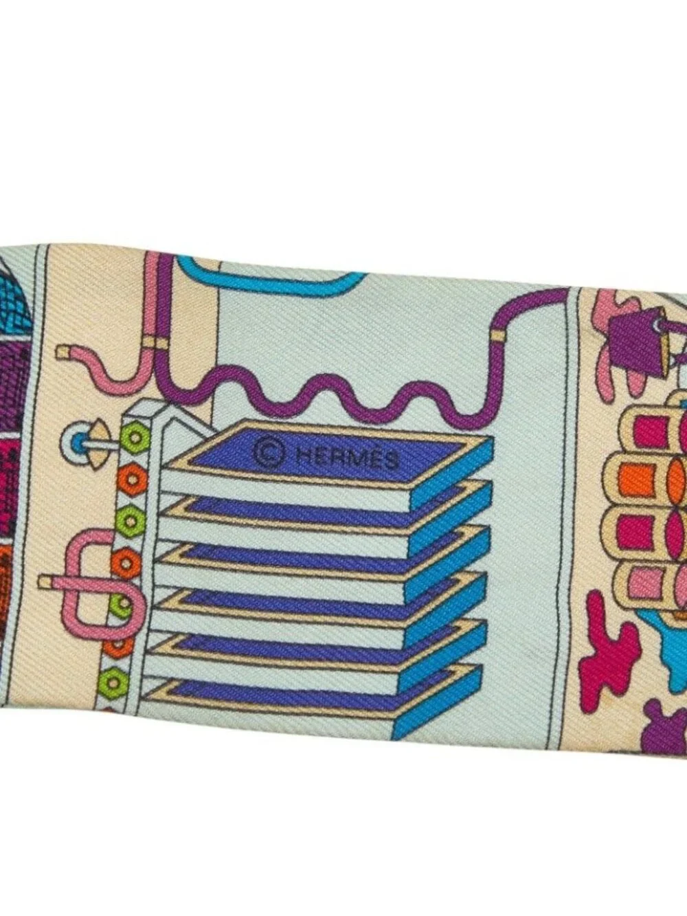 Hermes Twilly la Maison Des Carres Des Carre Scarf Light Blue Multicolor - Picture 4 of 4